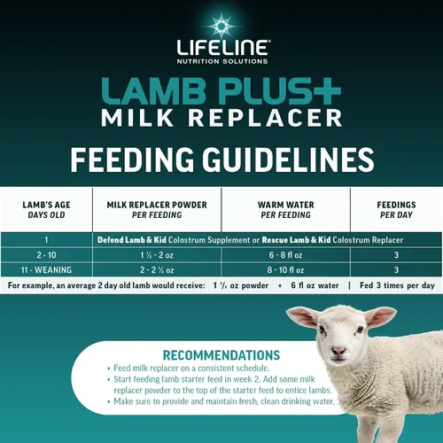 Miniatura 4 de ANNUSO LIFELINE Lamb Plus+ - Reemplazo de leche, bolsa de 6 libras, 23% de proteína y 30% de grasa, mejorado con LifePulse para mayor apoyo, fomenta