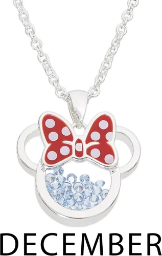 Miniatura 3 de Disney Women and Girls Birthstone Jewelry - Minnie Mouse Cubic Zirconia Shaker Pendant Necklace, Silver Plated, 18+2" Extender