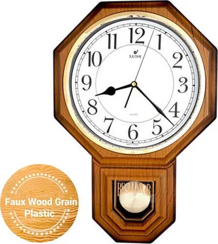 Miniatura 39 de JUSTIME Reloj de pared clásico vintage tradicional de estilo Schoolhouse, con péndulo y melodía Westminter cada hora, relojes de pared con melodía
