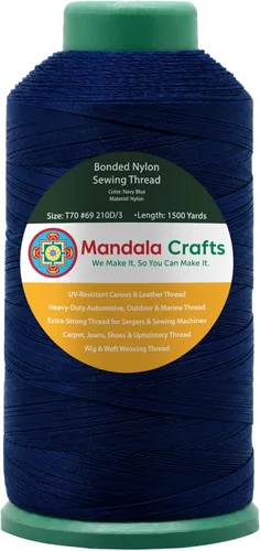 Miniatura 124 de Mandala Crafts - Hilo de nailon para coser cuero, tapicería, mezclilla y para trenzar el pelo; resistente, 1500 yardas, tamaño 69 T70 Marrón