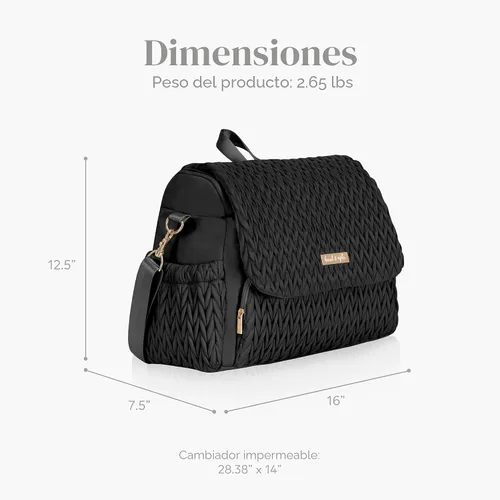 Miniatura 3 de Hannah & Sophia Belle - Mochila y bolsa convertible para pañales para bebé en color negro, tamaño grande, tapete cambiador resistente al agua
