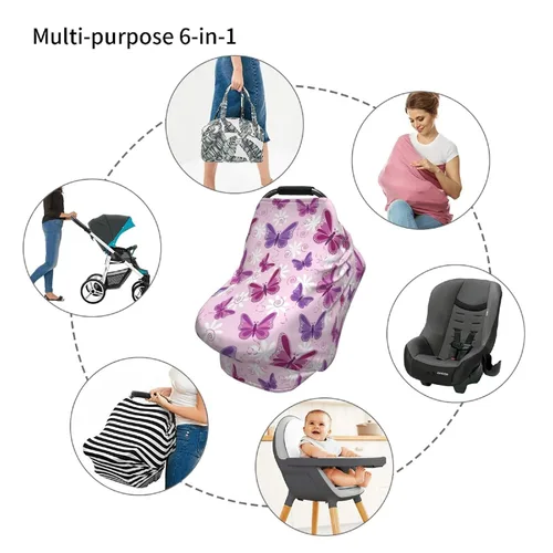 Miniatura 9 de Lindas fundas de asiento de coche con diseño de mariposa para bebé, multiusos para asiento de automóvil, cubierta de transporte transpirable