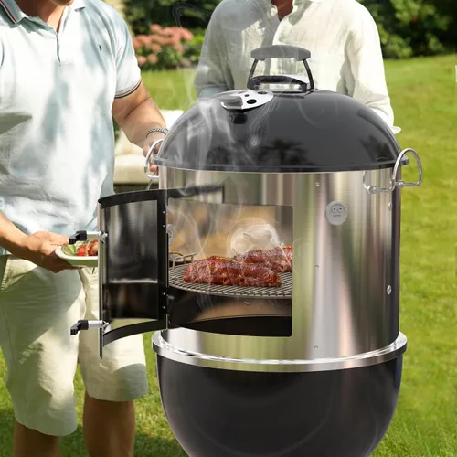 Miniatura 7 de onlyfire Kit para ahumar parrilla de acero inoxidable, accesorio para colgar costillas para parrillas Weber de carbón de 18 pulgadas, convierte tu