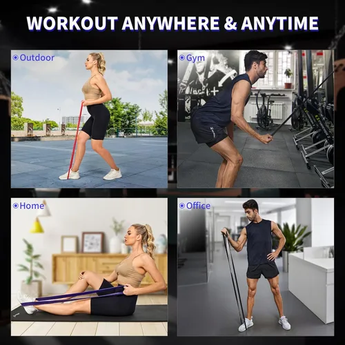 Miniatura 7 de Juego de bandas de asistencia para dominadas 5 LBS - 230 LBS, bandas largas de resistencia para dominadas y entrenamiento, bandas de gimnasio