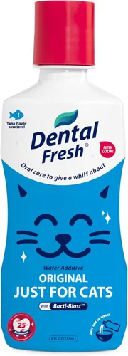 Aditivo para agua Dental Fresh para gatos, sabor a atún para el cuidado dental – Cuidado oral fácil, dientes más limpios, aliento fresco y apoyo