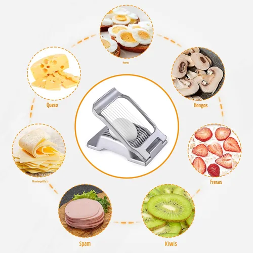 Miniatura 2 de Yuzxaun Cortador de Huevos para Huevos Duros, Alambre de Acero Inoxidable, Cortador de Huevos de Aluminio Resistente Apto para Lavavajillas