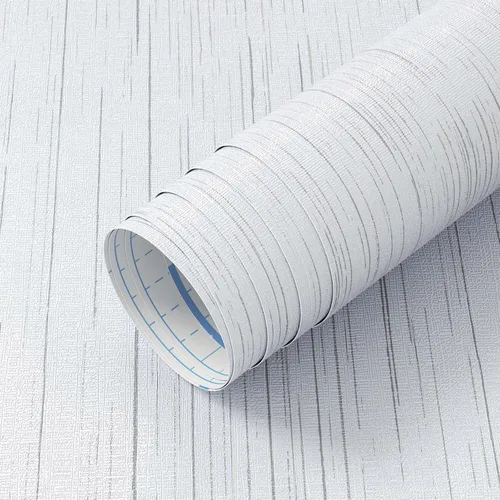 Miniatura 9 de Papel tapiz texturizado de tela de pasto gris para baño y dormitorio, papel adhesivo extraíble impermeable para gabinetes y muebles, 17.3 x 118