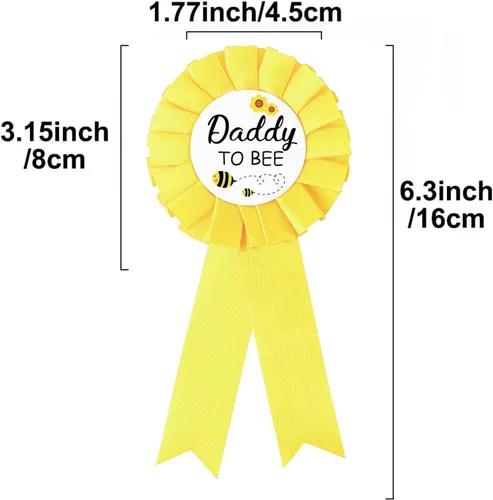 HAPPYLAND - Pin de insignia de hojalata para baby shower de abejas amarillas para mamá y papá para mamá, juego de fiesta de revelación de género,