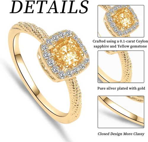 Miniatura 3 de Anillo de compromiso de oro de 14 quilates con diamantes creados en laboratorio, anillo de compromiso de eternidad, anillo de compromiso de plata