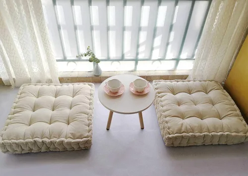 Miniatura 2 de Verpert Almohada de suelo de 25 x 25 pulgadas, cojín cuadrado de meditación, asientos de suelo para adultos, cojín de asiento capitoné de gran