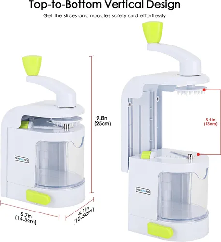 Miniatura 3 de Spiralizer - Cortador de verduras (cuchillas giratorias 4 en 1), espiralizador de verduras resistente con fuerte ventosa, fideos en espiral