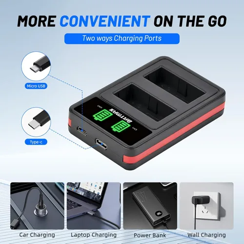Miniatura 6 de Batmax Paquete de 2 baterías NB-10L de alta capacidad (1300 mAh) + cargador USB dual LED para batería Canon NB-10L; cámaras digitales Canon