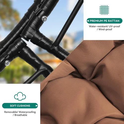 Miniatura 5 de YITAHOME Silla Colgante con Forma de Huevo Silla Columpio Silla de Huevo de Mimbre para Interiores y Exteriores Hamaca Silla de Huevo con Cojines