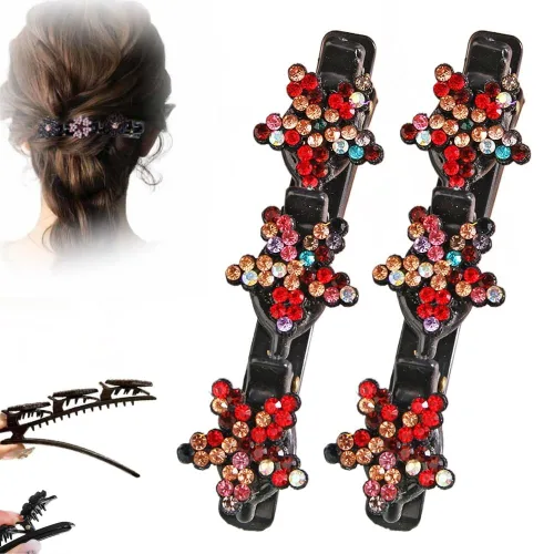 Miniatura 10 de Pinzas de pelo trenzadas para mujeres y niñas, 2025 nuevas pinzas de pelo con piedras de cristal brillantes, pinzas cortas de pico de pato