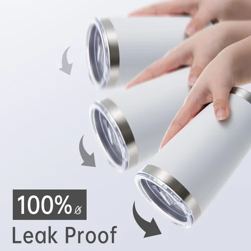 Miniatura 5 de Vasos de 20 onzas de acero inoxidable a granel con tapa, doble pared aislada al vacío, taza de café de 20 onzas con recubrimiento en polvo