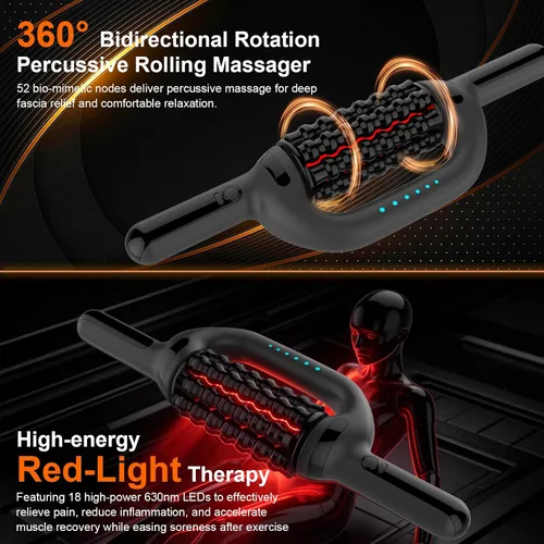 Miniatura 4 de Masajeador eléctrico con luz roja, masajeador de drenaje linfático para linfedema y lipedema, barra de recuperación muscular y rodillo de masaje