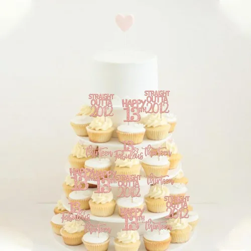Miniatura 5 de Paquete de 24 adornos para cupcakes Straight Outta 2012 Happy 13th Birthday Thireen Awesome Since 2012, 13 fabulosas decoraciones para tartas