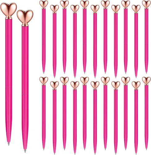 Miniatura 13 de Thenshop 24 piezas de bolígrafos con forma de corazón retráctiles de metal, lindos bolígrafos de 1.0 mm, tinta negra, bolígrafos de bola