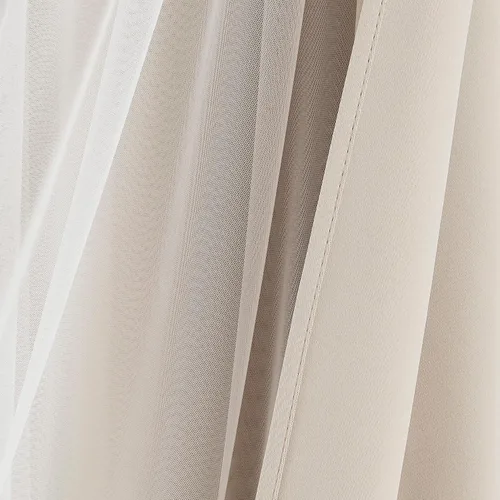 Miniatura 3 de Bujasso Cortinas 80% Opacas Beige con Superposición de Gasa Mezcla y Combinación Paneles de Ventana con Aislamiento Térmico de Doble Capa de 63