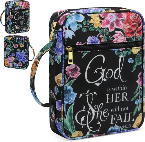 Miniatura 23 de GUEER Funda para Biblia para hombres, Portabiblia, Funda para Biblia Bolsa Organizadora de Transporte, con Cremallera y Bolsillos para Biblia