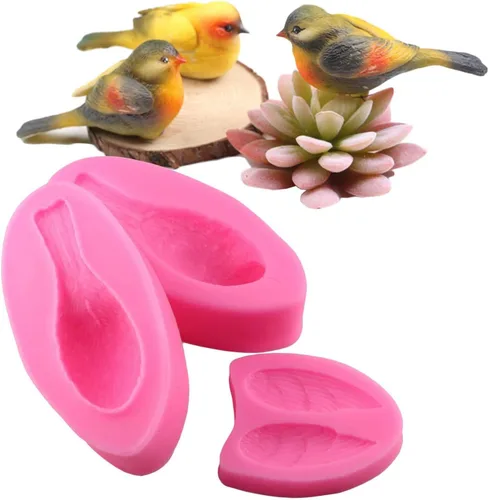 3 unids/set pequeño pájaro pastel decoración fondant 3D hornear chocolates dulces duros postres velas gota pegamento decoración silicona molde