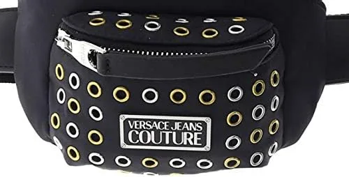 Miniatura 3 de Versace Jeans Couture - Bolsa de cinturón compacta remachada de metal negro para mujer