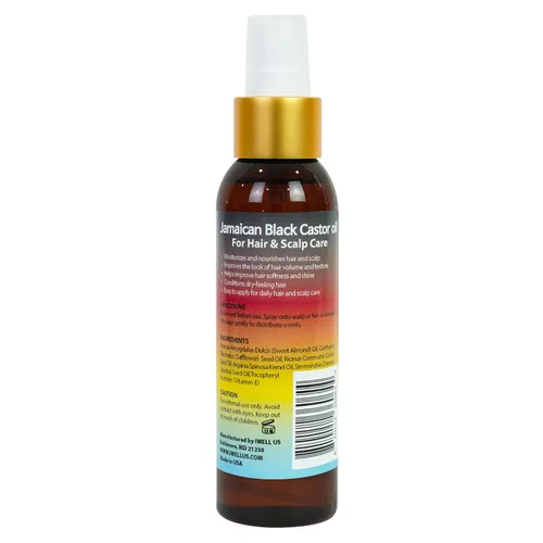 Miniatura 2 de Well's Oil Aerosol de aceite de ricino negro jamaicano para el cabello, 4 onzas (4.0 fl oz), aceite hidratante ligero para el cuero cabelludo