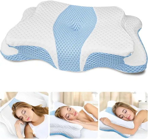 Miniatura 9 de CHxxy Almohada de espuma viscoelástica, almohada cervical para aliviar el dolor de cuello y hombros, almohada ergonómica de contorno para cama