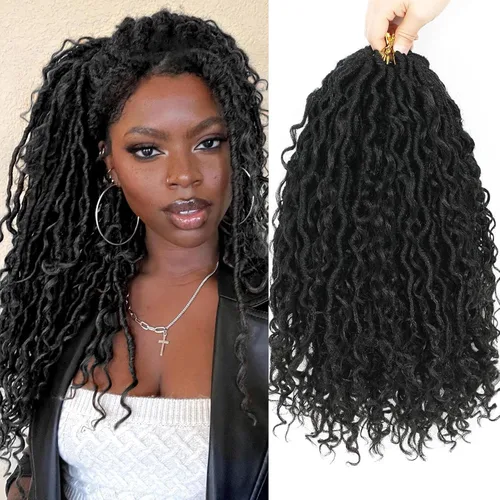 Miniatura 20 de Goddess Locs - Cabello de ganchillo de 12 pulgadas, 7 paquetes de rastas cortas de pelo sintético de ganchillo suave, trenzas de ganchillo