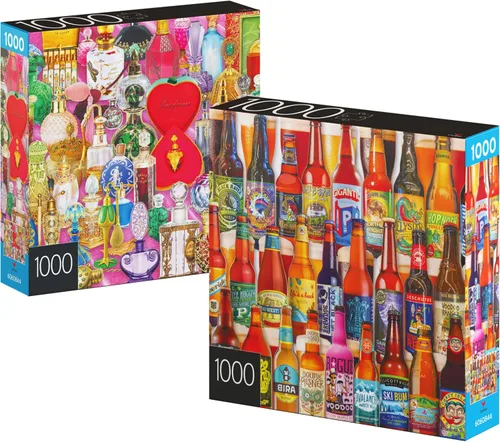 Juego de 2 rompecabezas de 1000 piezas, para adultos, familias y niños a partir de 8 años. Botellas de perfume y botellas de cerveza artesanal