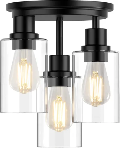 Miniatura 12 de ROTTOGOON Lámpara de Techo Semiempotrada, Accesorios de Luz de Techo de 3 Luces Cerca del Techo, Accesorios de Luz de Cocina Negro Mate
