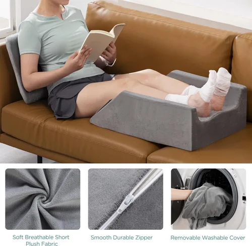 Miniatura 6 de UBBCARE - Almohada de elevación de piernas para recuperación de cirugía de pierna/rodilla, almohada doble de espuma viscoelástica con funda