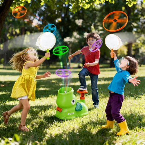Miniatura 9 de CPSYUB Lanzador de disco volador para exteriores, juguetes de brinco para niños de 3, 4, 5, 6, 7, 8, 9, 10 años, juego de atrapar mariposas
