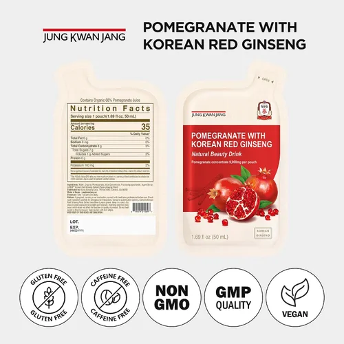 Miniatura 7 de JUNG KWAN JANG Granada con ginseng rojo coreano, bebida energética líquida vegana con dulzura natural de agave y extractos de uva, sin cafeína, sin