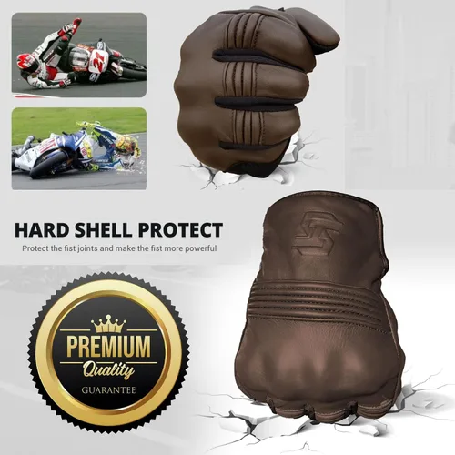 Miniatura 3 de Guantes de motocicleta de cuero SATHIND para hombres y mujeres Pantalla táctil Dedo completo Guantes de motocicleta de piel de cabra