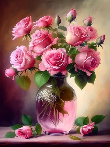 QAZWSX Kit de pintura de diamante rosa rosa para bricolaje, pintura de diamantes de flores, kits de arte de cristal de diamante redondo completo