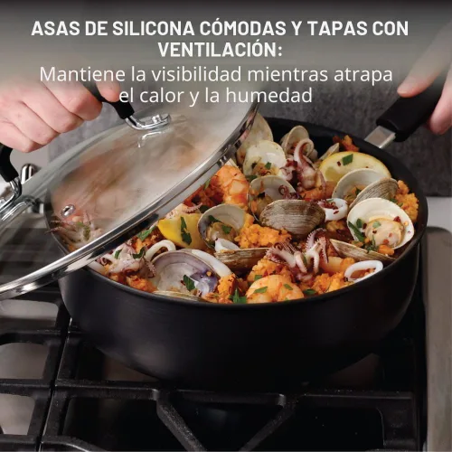 Miniatura 5 de T-fal - Sartén antiadherente de titanio con tapa segura para lavavajillas