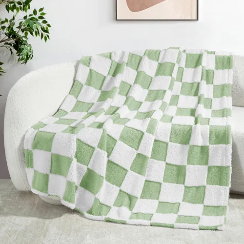 Miniatura 23 de Exclusivo Mezcla - Manta de franela super suave y cálida con diseño de vellón esponjoso, para sofá, cama, con lindo patrón a cuadros, negro, 50" x
