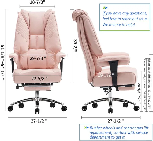 Miniatura 2 de EXCEBET Silla de oficina grande y alta, hasta 400 libras, con asiento ancho, silla ejecutiva de oficina de cuero con respaldo alto y reposapiés