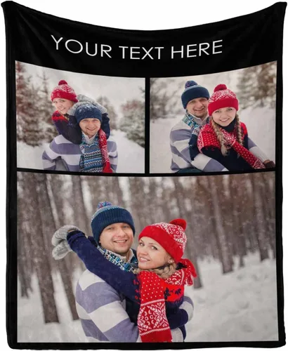 Miniatura 8 de InterestPrint Manta personalizada con texto y fotos, collage, regalo personalizado para cumpleaños, aniversario, boda, regalo personalizado