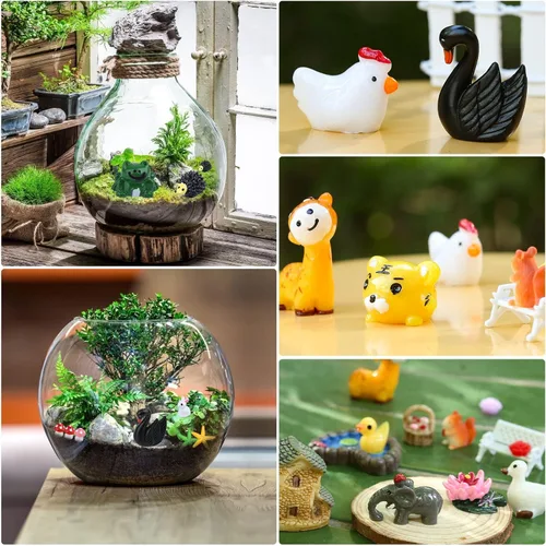 Miniatura 5 de Modacraft 200 accesorios de jardín de hadas en miniatura, incluyendo 100 pines fijos, kit de jardín de hadas, figuras de animales, mini paisaje