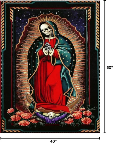 Miniatura 5 de Simsant Blacklight Wizard Skull Tapestry - Solar Iris UV Sol y Luna Star y Cloud Tarot - Tamaño grande 40 x 60 pulgadas para habitación YGTLSSI18