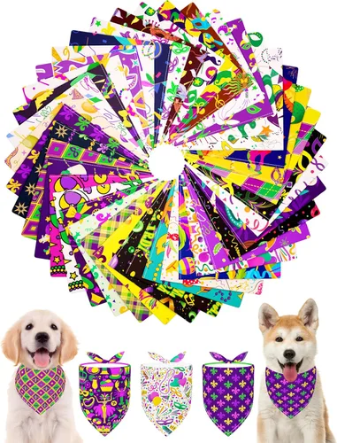 Miniatura 29 de PET SHOW 50 Pack Bandanas Navideñas para Perros Grandes XL Lavables Feliz Año Nuevo Bandanas en Triángulo a Granel Baberos para Perros Medianos