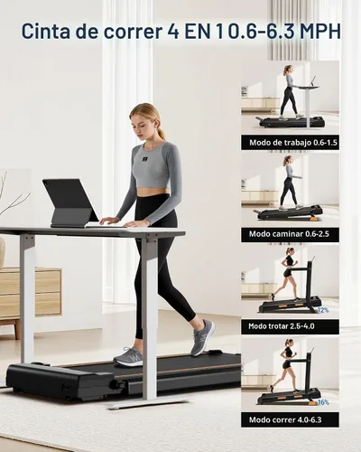 Miniatura 6 de 16% Incline Walking Pad Treadmills for Home Small, 4-in-1 Under Desk Treadmill with Handles, Foldable Treadmill with 2.5 HP Quiet Brushless, 330 LBS