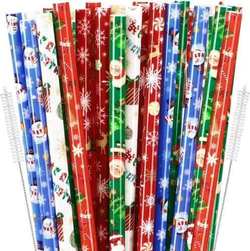 Miniatura 14 de JANYUN 30 Pieces Patriotic Plastic Straws, Red White Blue Star Straws 4th of July Drinking Straws for Beverage Milkshake Cocktail Memorial Day