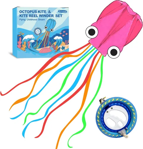 Miniatura 11 de Cometas de pulpo para niños y adultos fáciles de volar, 24 x 158 pulgadas, kit de cometa grande y suave para niños y niñas, juego de cometa de playa