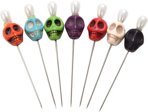 Miniatura 6 de BLESSUME 7pcs Candle Magick Ritual Pins Skull Top (negro)