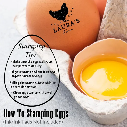 Miniatura 4 de Sellos de huevos para huevos frescos, sello de goma personalizado de huevo de gallina, letrero de huevos frescos de granja para agricultores