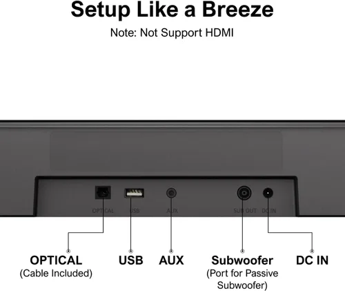 Miniatura 9 de ULTIMEA Barra de sonido de 5.1 canales con subwoofer, sistema de sonido envolvente virtual de cine en casa para TV, barra de sonido con control por