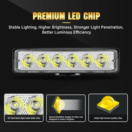 Miniatura 3 de Willpower 1 pieza 18W 15 cm LED Luz de Trabajo Luz de Foco Barra de Luz LED de Fila Única 12V 24V Super Delgada Luces de Conducción Todoterreno